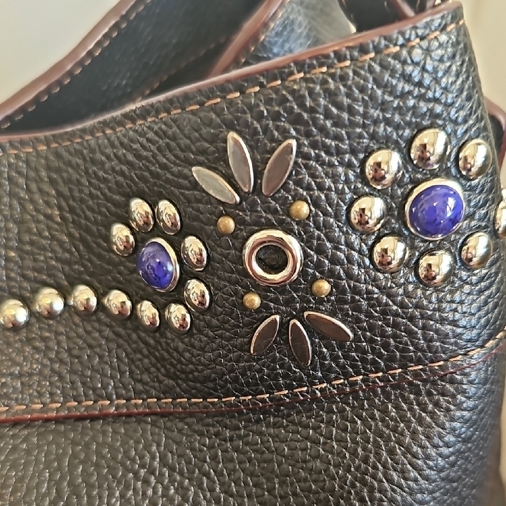 Coach 2017 Lexy XL Black Pebbled Leather Hobo Shoulder Bag Rivet Details. EUC - Picture 4 of 13
